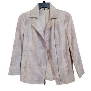 Chicos Elongated Moto Jacket Faux Leather Snake Print Size 0 or US Size 4‎ to 6